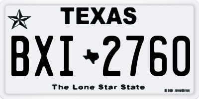 TX license plate BXI2760