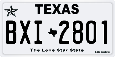 TX license plate BXI2801