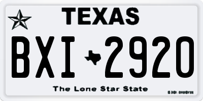 TX license plate BXI2920