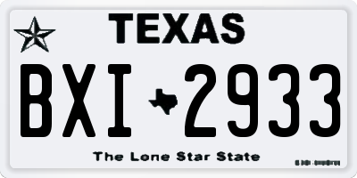 TX license plate BXI2933