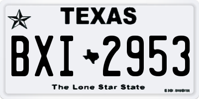 TX license plate BXI2953