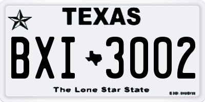 TX license plate BXI3002