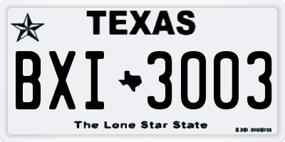 TX license plate BXI3003