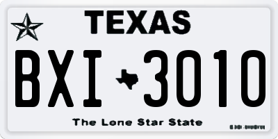 TX license plate BXI3010