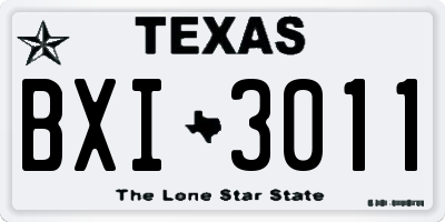 TX license plate BXI3011