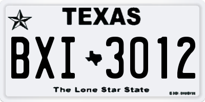 TX license plate BXI3012