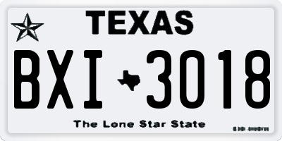 TX license plate BXI3018