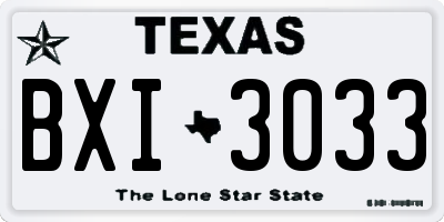 TX license plate BXI3033