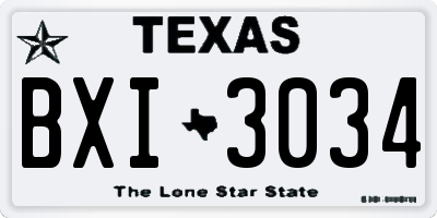 TX license plate BXI3034