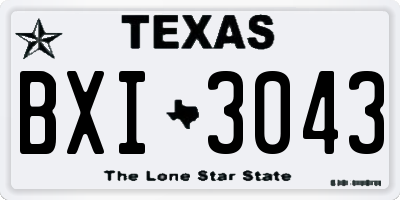 TX license plate BXI3043