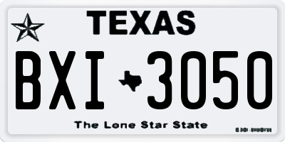 TX license plate BXI3050