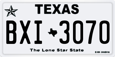TX license plate BXI3070