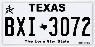TX license plate BXI3072