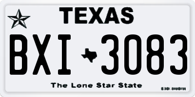TX license plate BXI3083