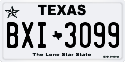 TX license plate BXI3099