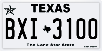 TX license plate BXI3100