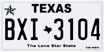 TX license plate BXI3104