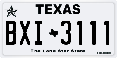 TX license plate BXI3111