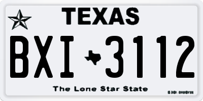 TX license plate BXI3112