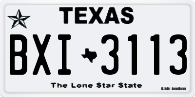 TX license plate BXI3113