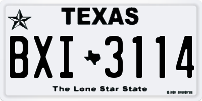 TX license plate BXI3114