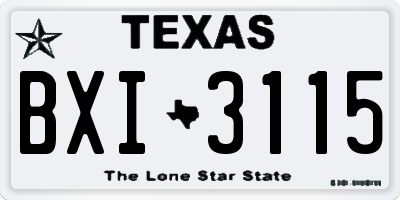 TX license plate BXI3115