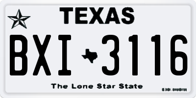 TX license plate BXI3116