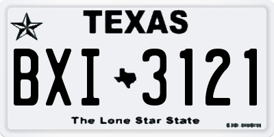 TX license plate BXI3121