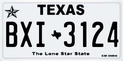 TX license plate BXI3124