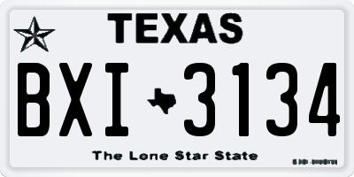 TX license plate BXI3134