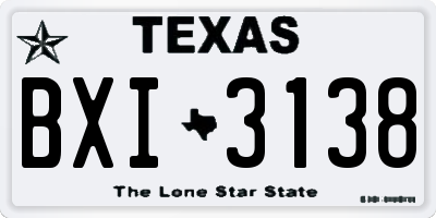 TX license plate BXI3138