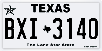 TX license plate BXI3140