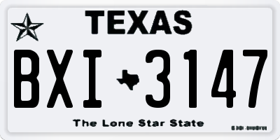 TX license plate BXI3147