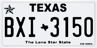 TX license plate BXI3150