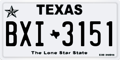 TX license plate BXI3151