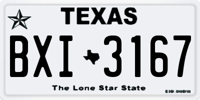 TX license plate BXI3167