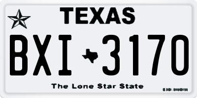 TX license plate BXI3170
