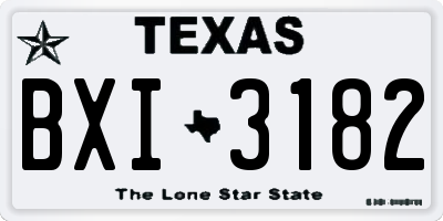 TX license plate BXI3182