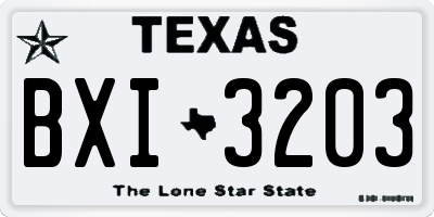 TX license plate BXI3203