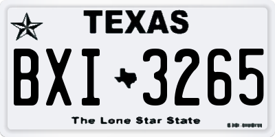 TX license plate BXI3265