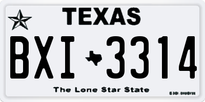 TX license plate BXI3314