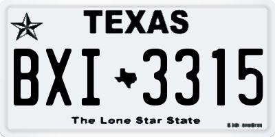 TX license plate BXI3315