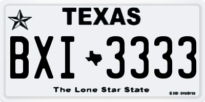 TX license plate BXI3333