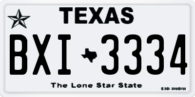 TX license plate BXI3334