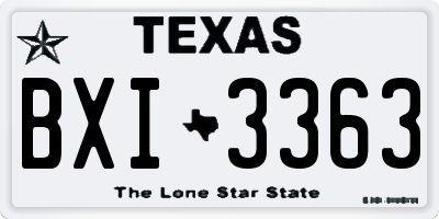TX license plate BXI3363