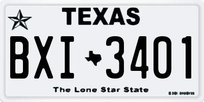 TX license plate BXI3401