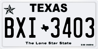 TX license plate BXI3403