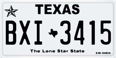 TX license plate BXI3415