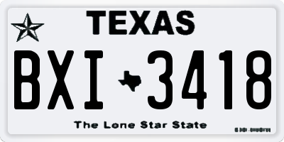 TX license plate BXI3418