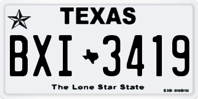 TX license plate BXI3419